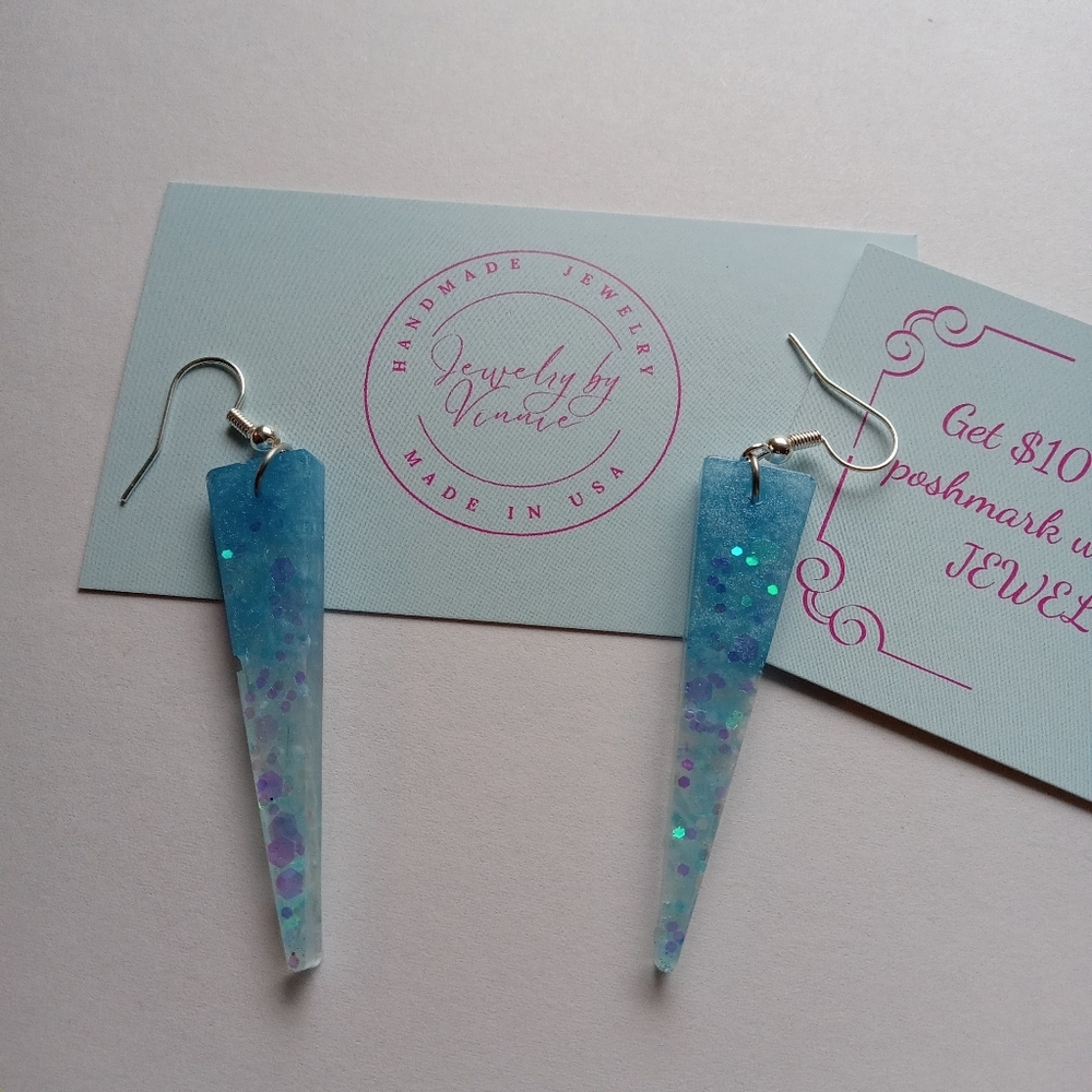 Hand Crafted Blue and Silver Earrings